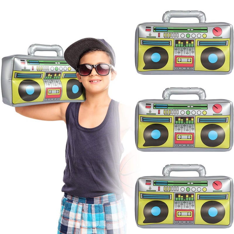 meekoo 3 Pcs Inflatable Boombox Inflatable Radio Boombox 80s 90s Party Decorations 16.5 Inches for Rappers Hip Hop Theme Costume Disco Retro Theme Party Decorations Supplies - Image 1